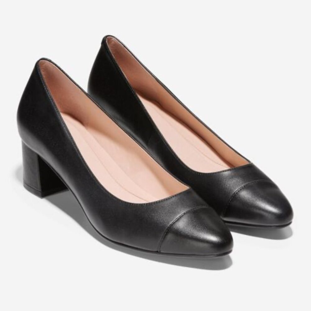Cole Haan Go To Pump in Black Leather with Block Heel Size 10.5